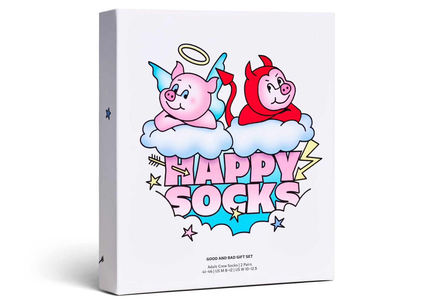Mens-Happy-Socks-2-Pack-Good-Bad-Pig-Socks-Gift-Set-Accessories-P003362-White