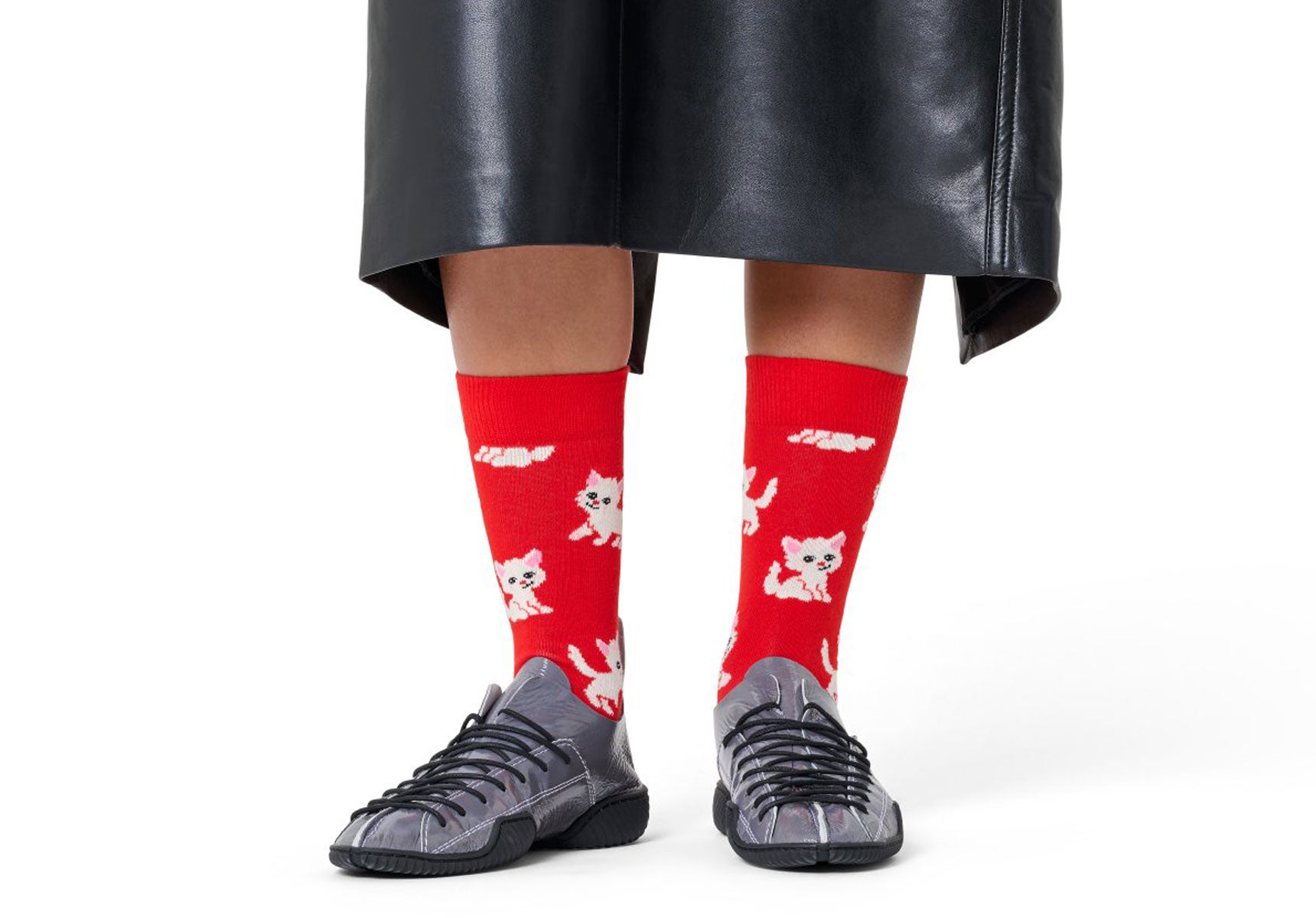 Unisex-Happy-Socks-Kitten-Sock-Accessories-P003186-Red-2