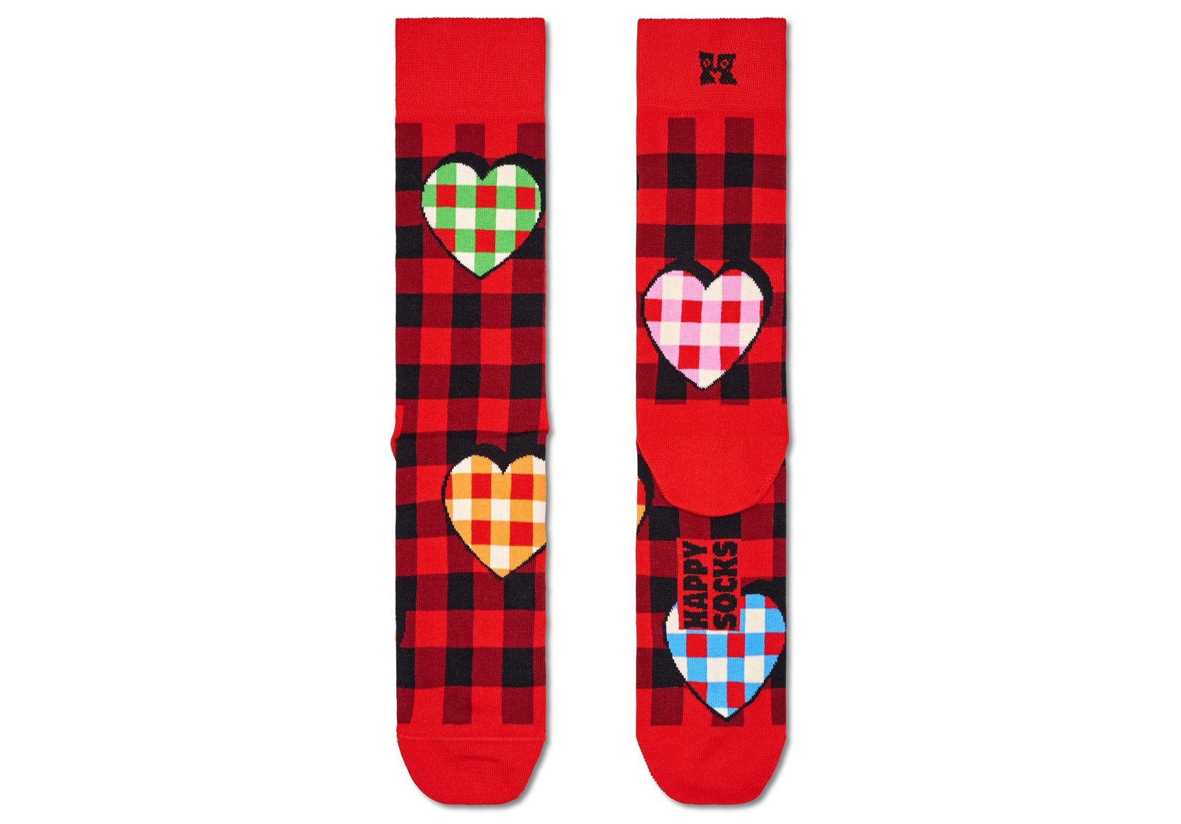 Womens-Happy-Socks-Checked-Heart-Accessories-P000261-Red